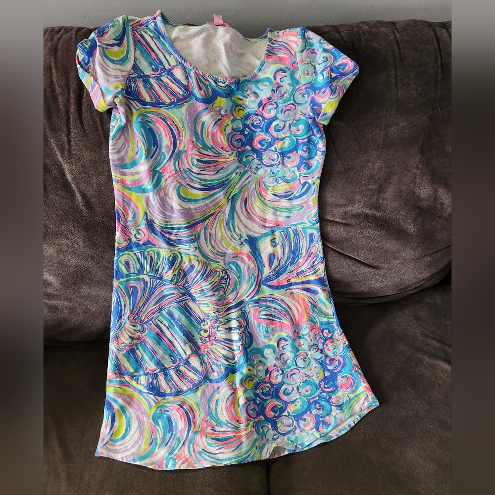 Lilly Pulitzer Xs Dress Colorful Swirl Pattern Dress Tammy Cotton Blend - Picture 9 of 9